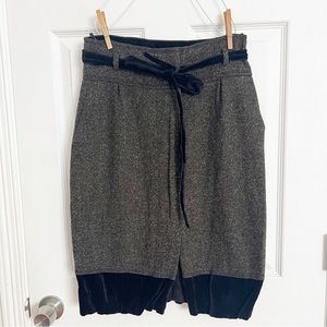 Hugo Boss | Vintage Tweed Velvet Hem Pencil Skirt Size 8